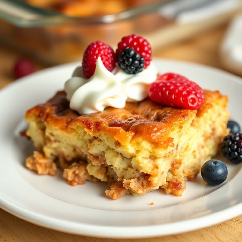 Cinnamon Roll Casserole Ready to Serve