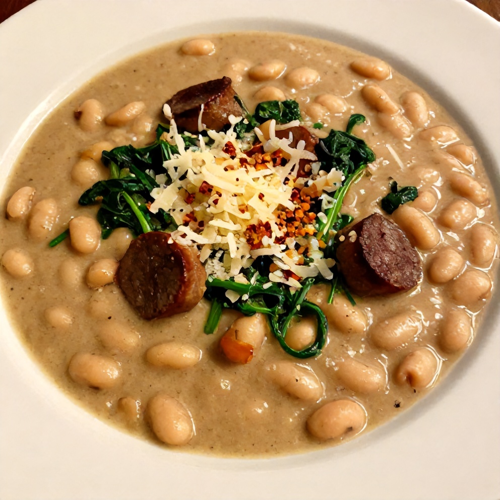 Plated Creamy Tuscan White Bean Soup