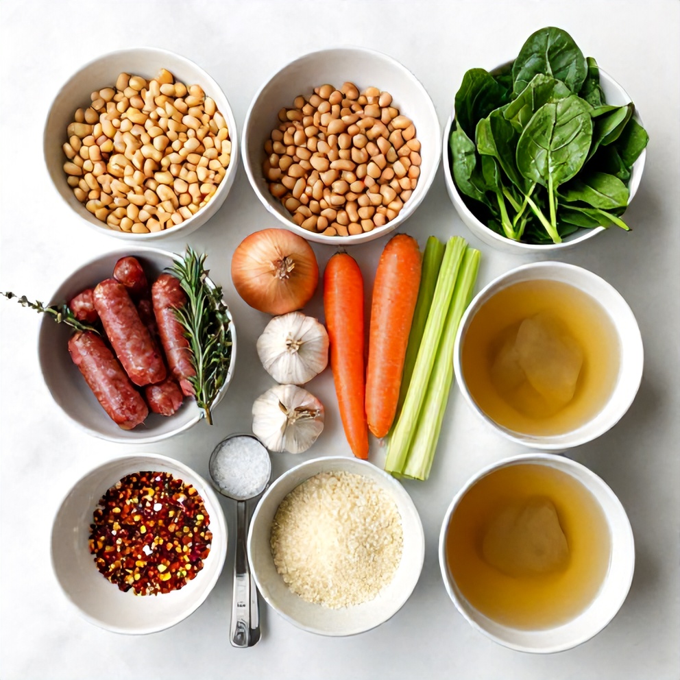 Raw ingredients for Tuscan White Bean Soup