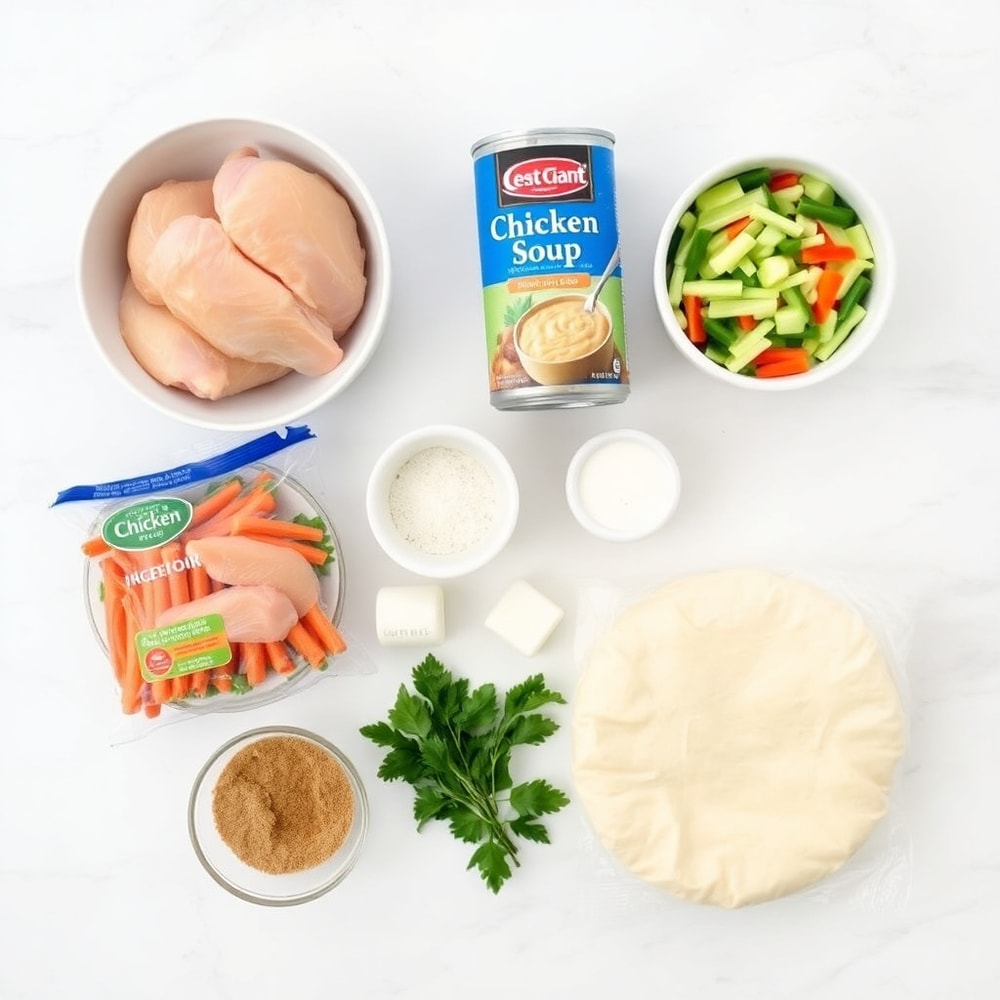 Raw ingredients for Crockpot Chicken Pot Pie