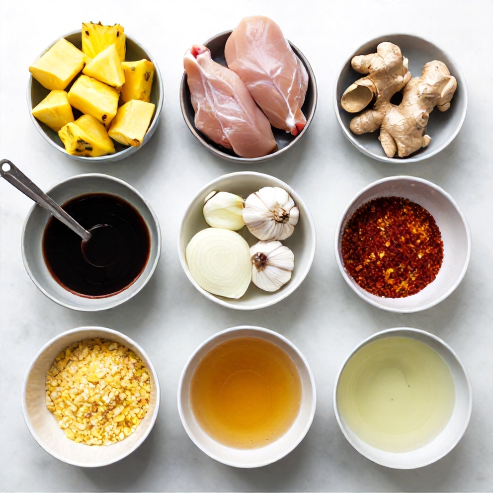 Raw ingredients for Easy Crockpot Hawaiian Chicken