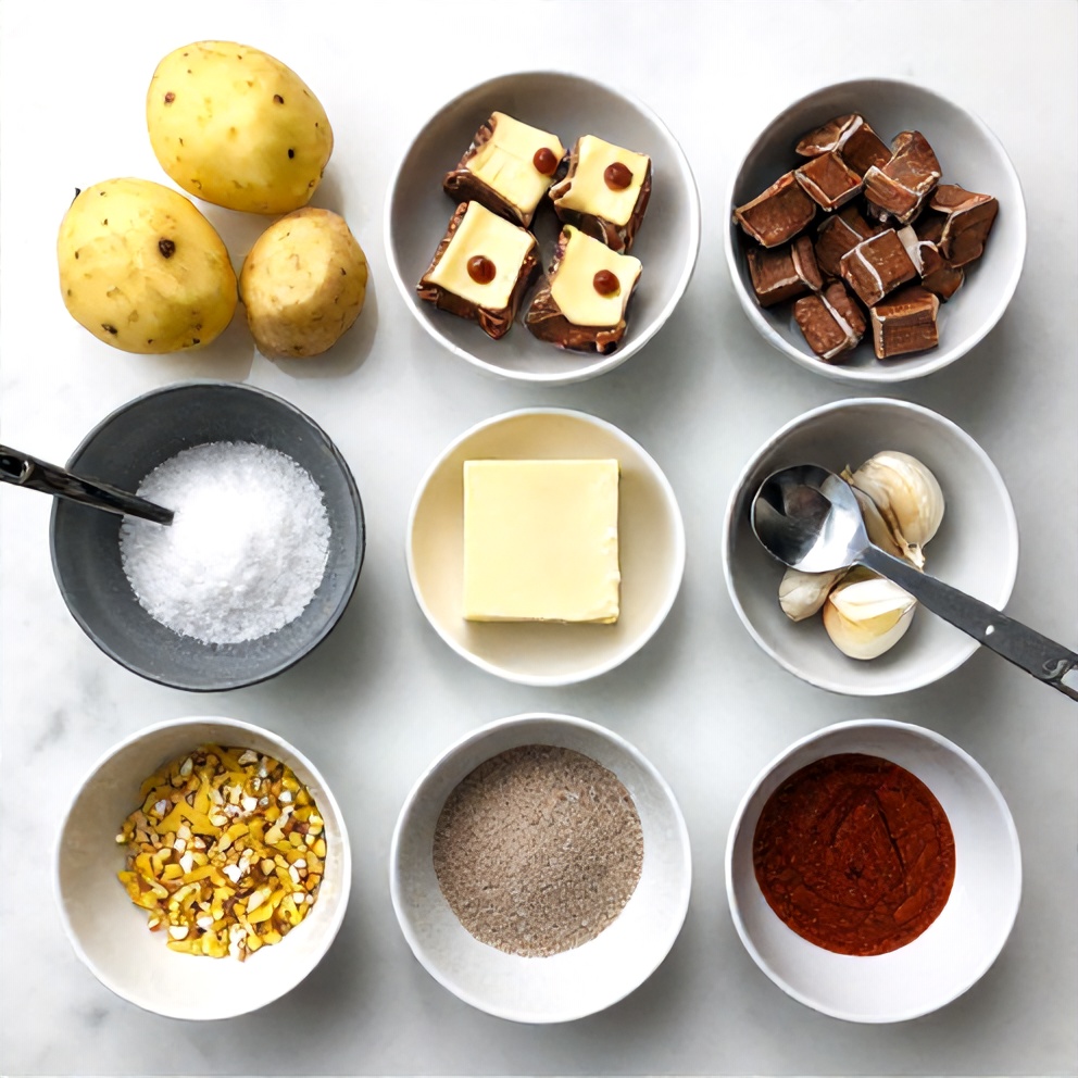 Raw Ingredients for Garlic Butter Steak Bites with Potatoes
