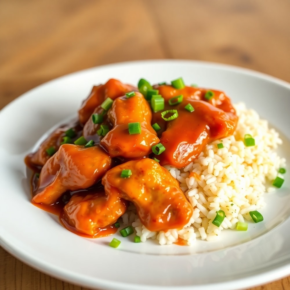 Honey BBQ Chicken and Rice plated