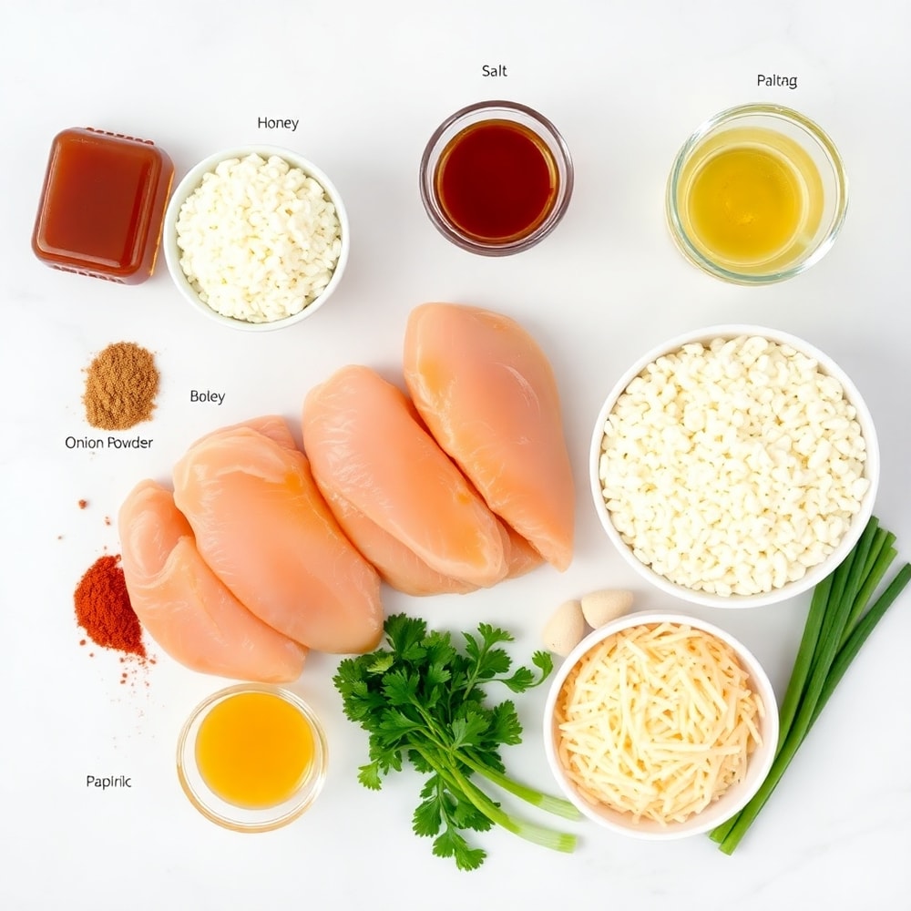 Raw ingredients for Honey BBQ Chicken and Rice