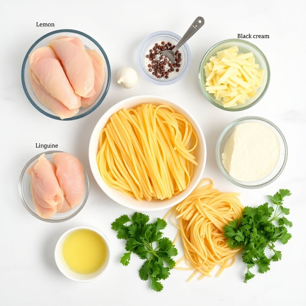 Raw Ingredients for Lemon Chicken Pasta