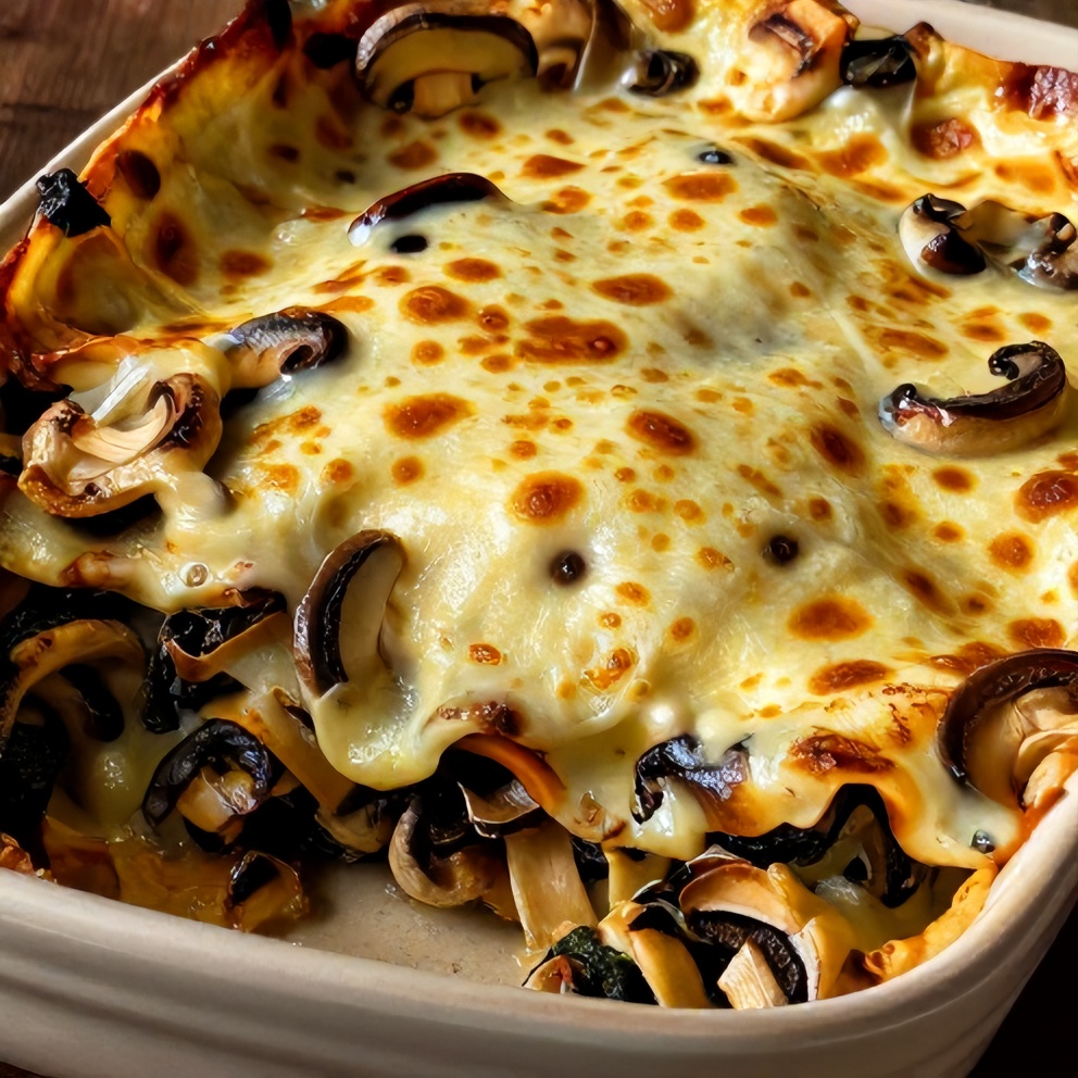 Easy Mushroom Spinach Lasagna