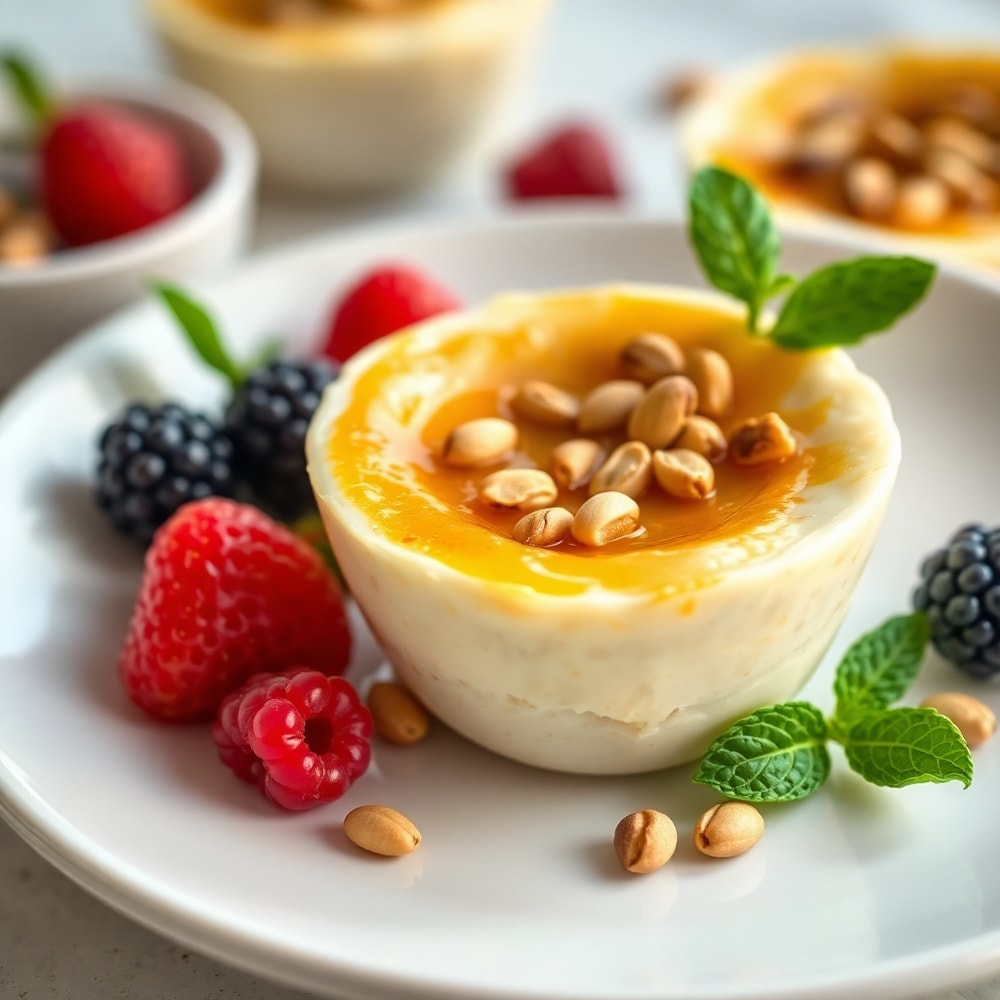 Plated No-Bake Ricotta Cups with Honey and Pistachios