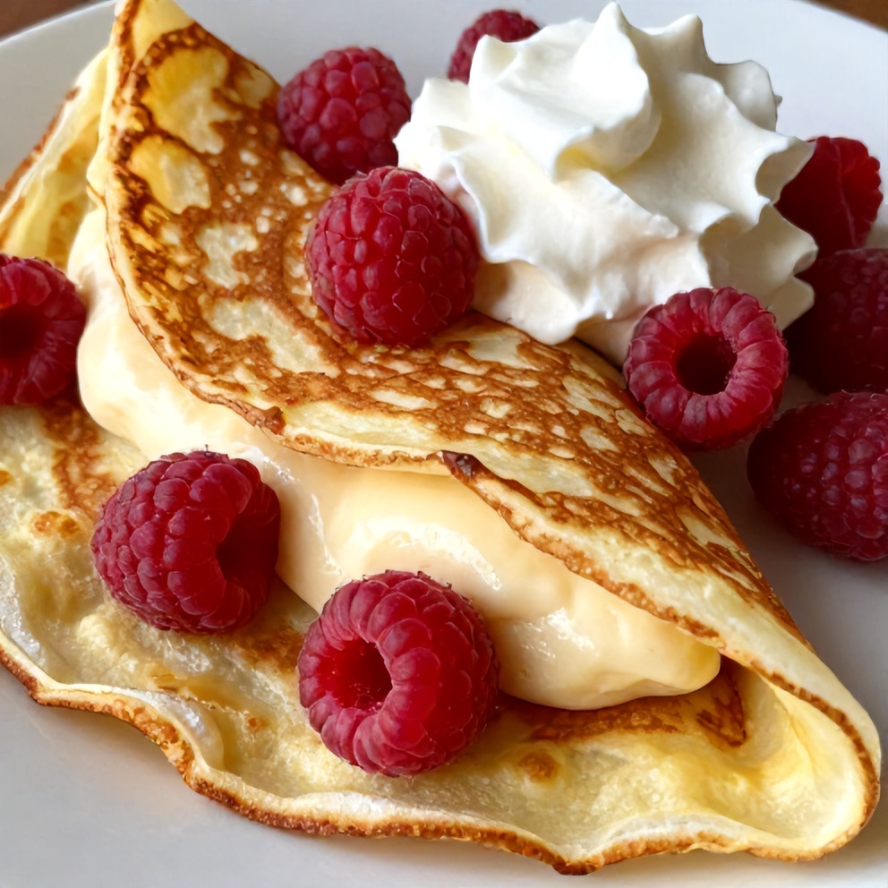 Easy Raspberry Vanilla Cream Crepes