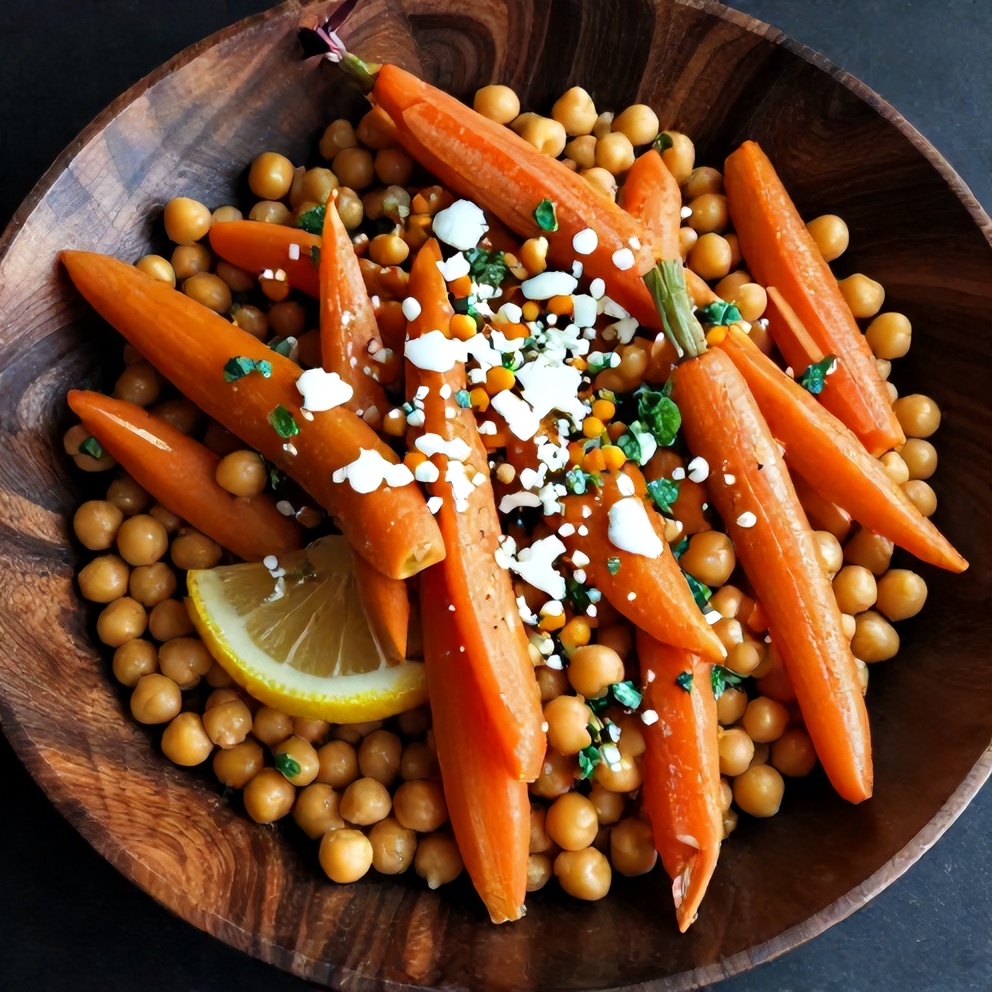 Plated serving of Easy Spring Carrot and Chickpea Salad with Lemon Dressing