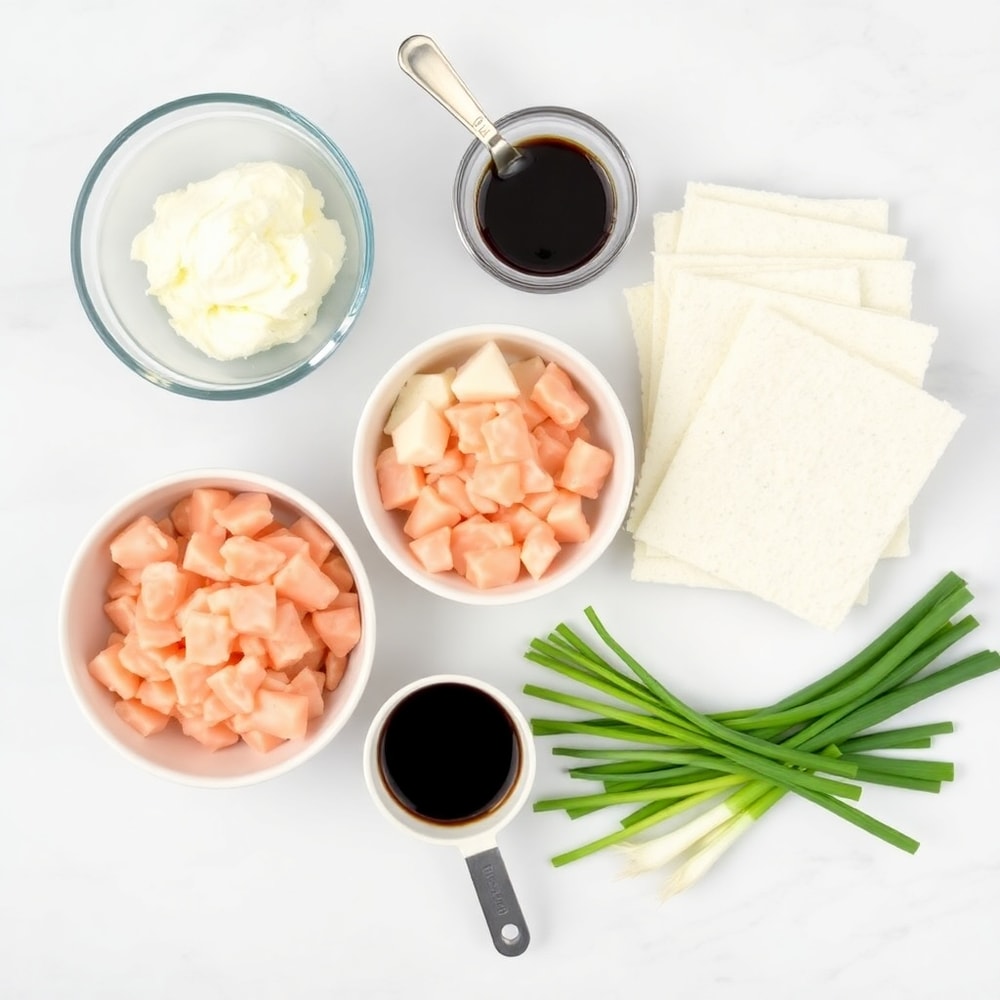 Easy Sushi Bake ingredients including crab, cream cheese, and nori