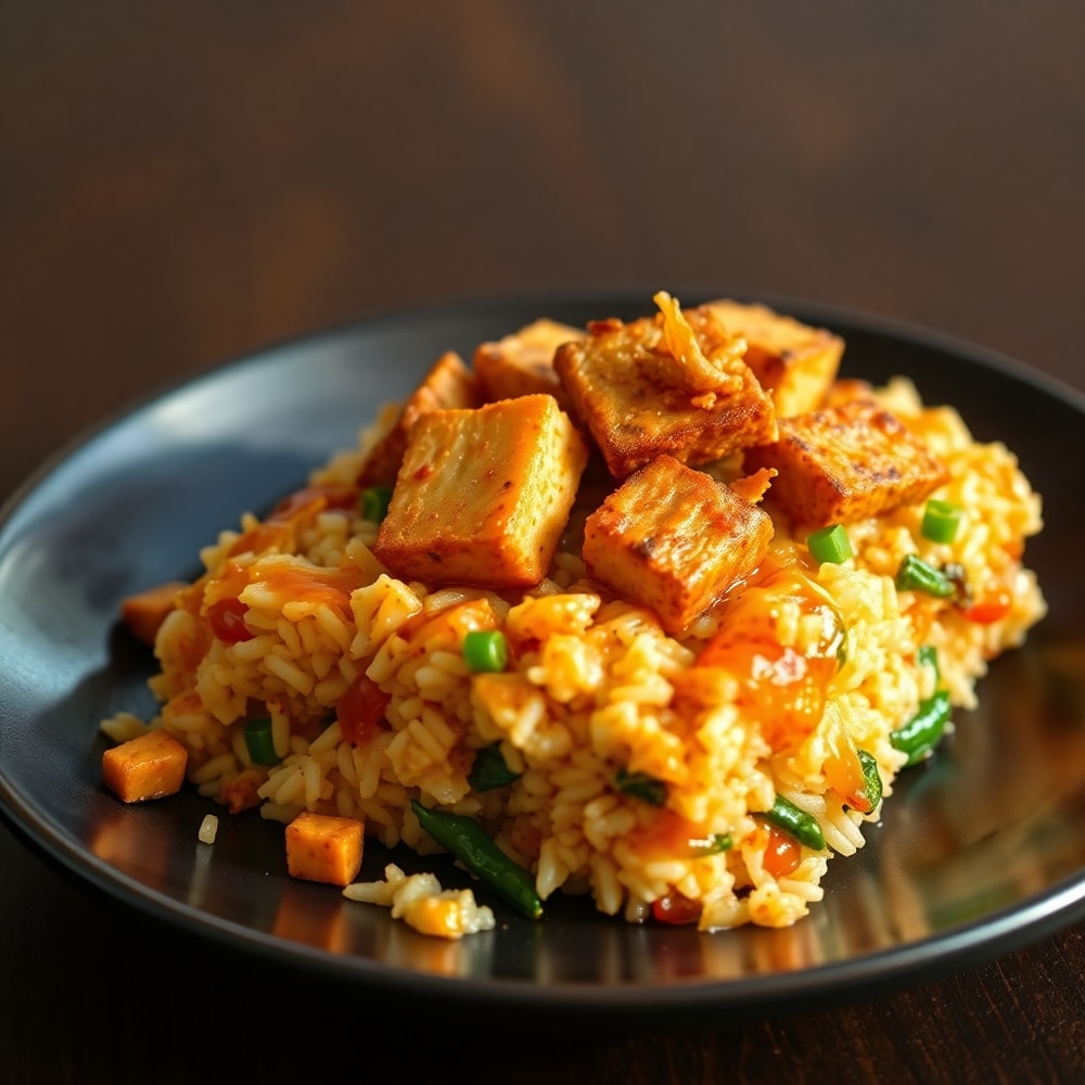 teriyaki tofu rice casserole
