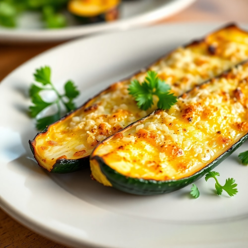 Plated Garlic Parmesan Roasted Zucchini