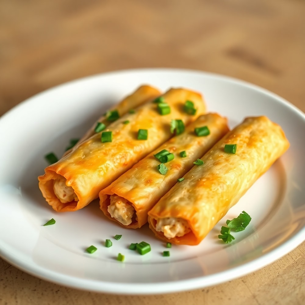 Plated Jalapeno Popper Egg Rolls