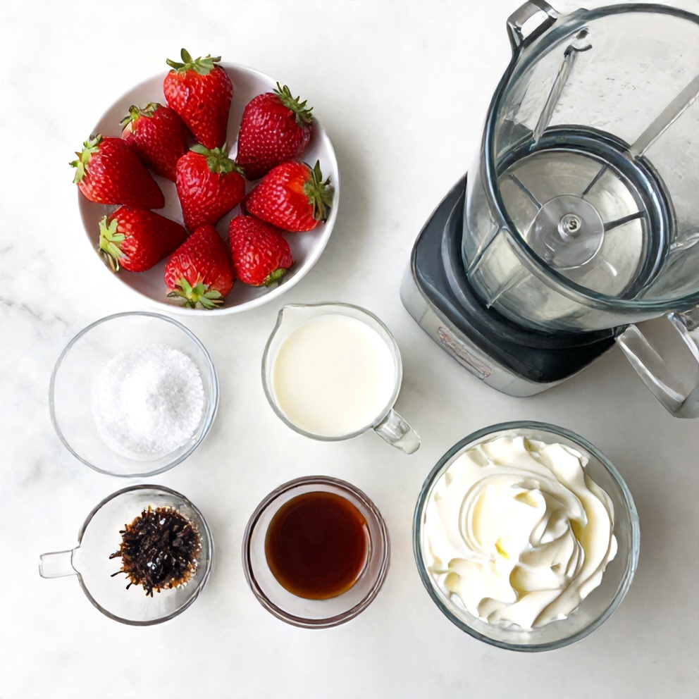 Raw ingredients for Korean Strawberry Milk