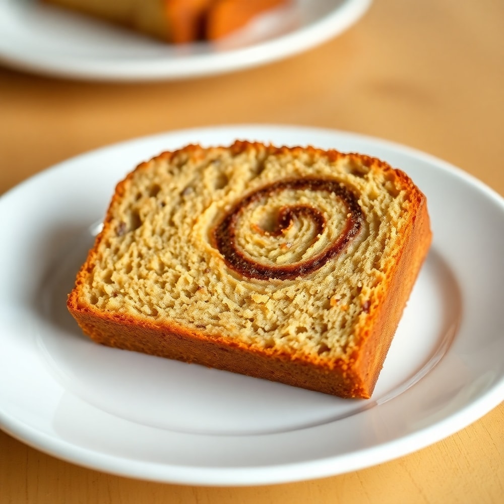 Sliced Moist Banana Bread with Cinnamon Swirl