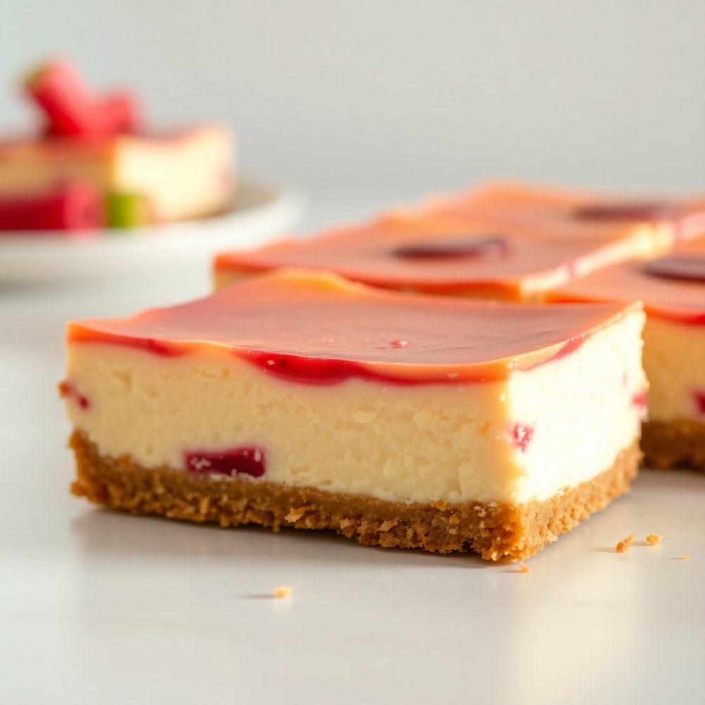 No Bake Rhubarb Cheesecake Squares