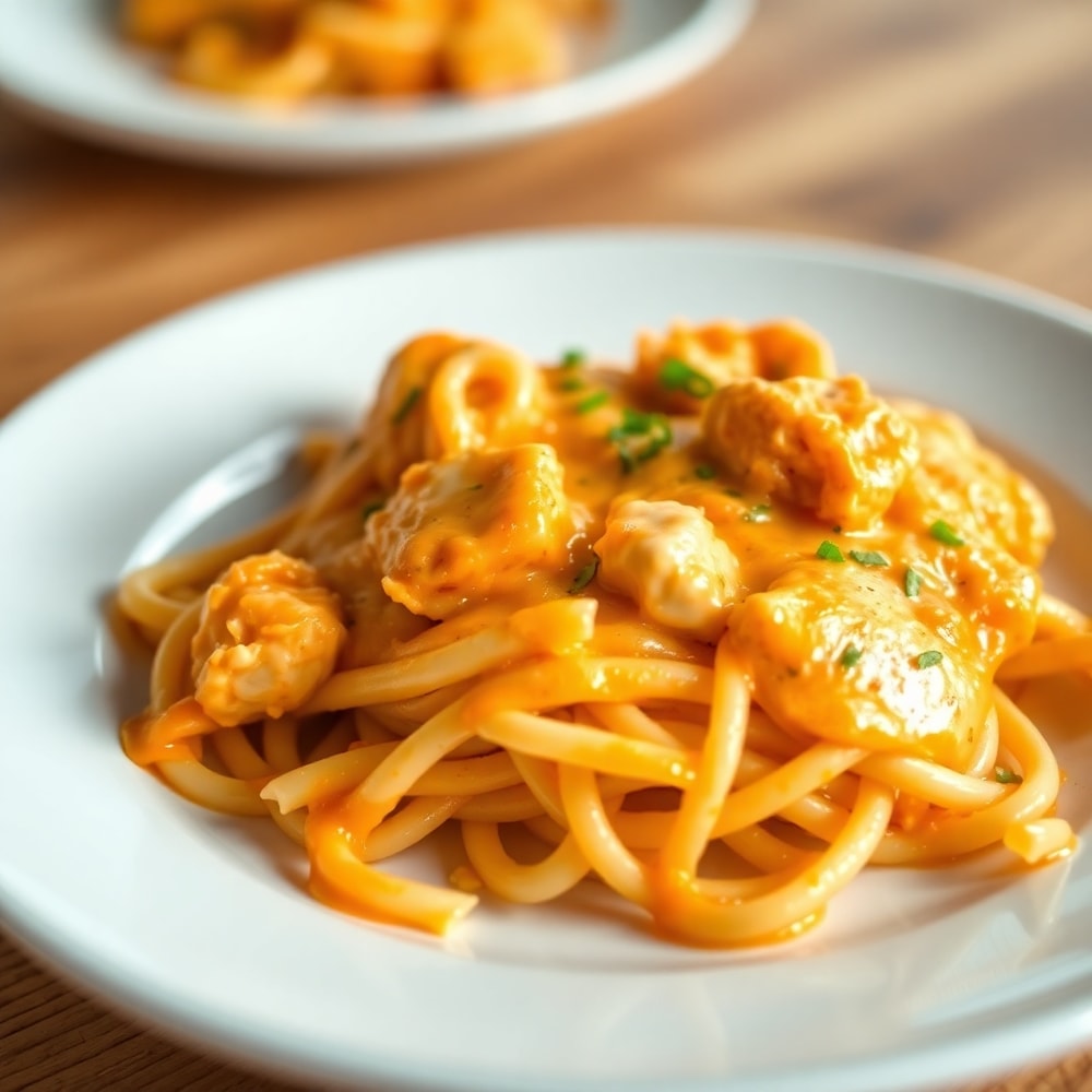 One Pot Buffalo Chicken Pasta Closeup