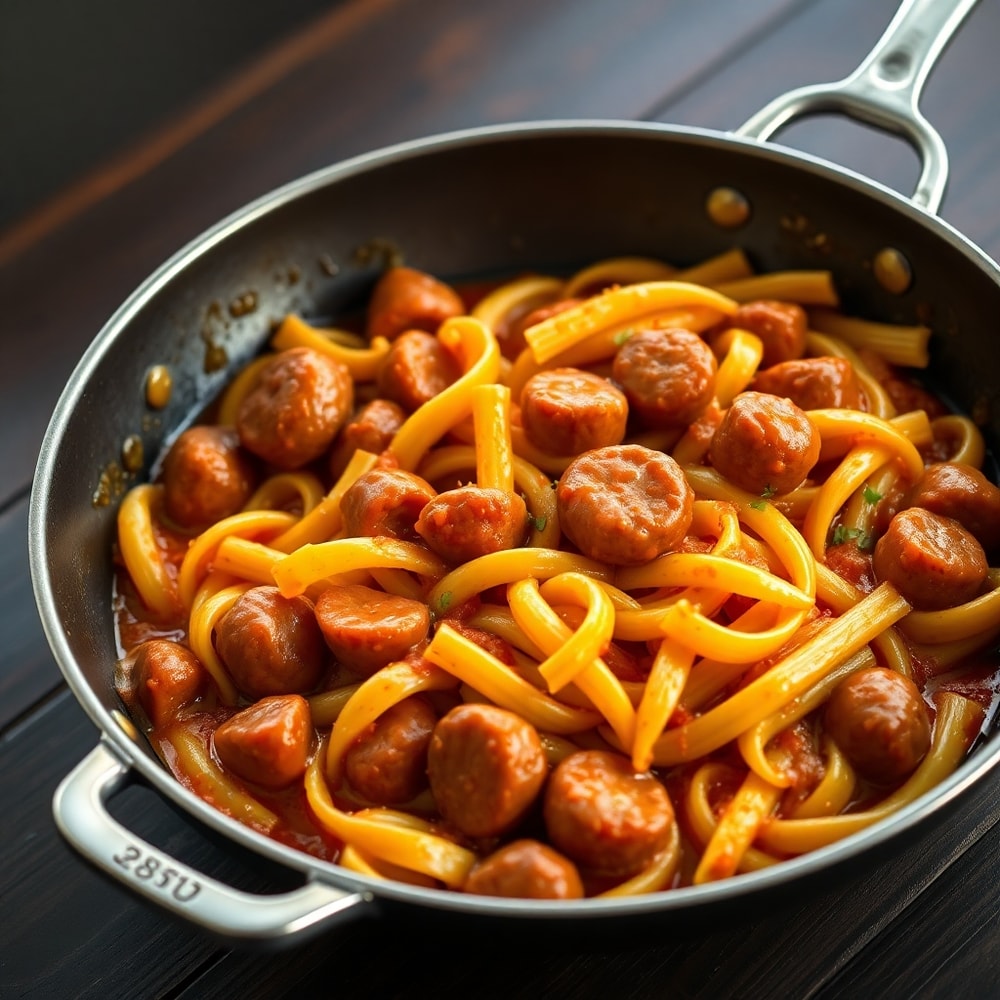 one-pot honey BBQ sausage pasta