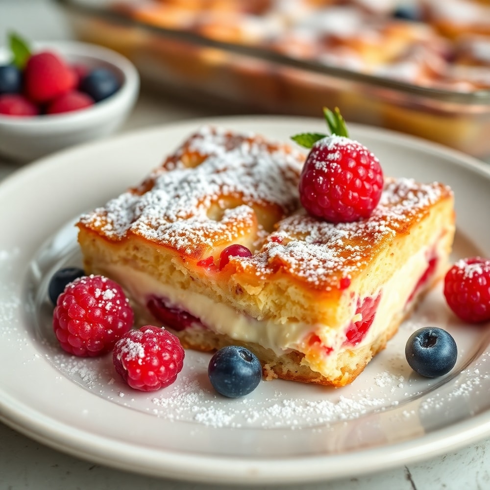 Raspberry Cheesecake French Toast Casserole