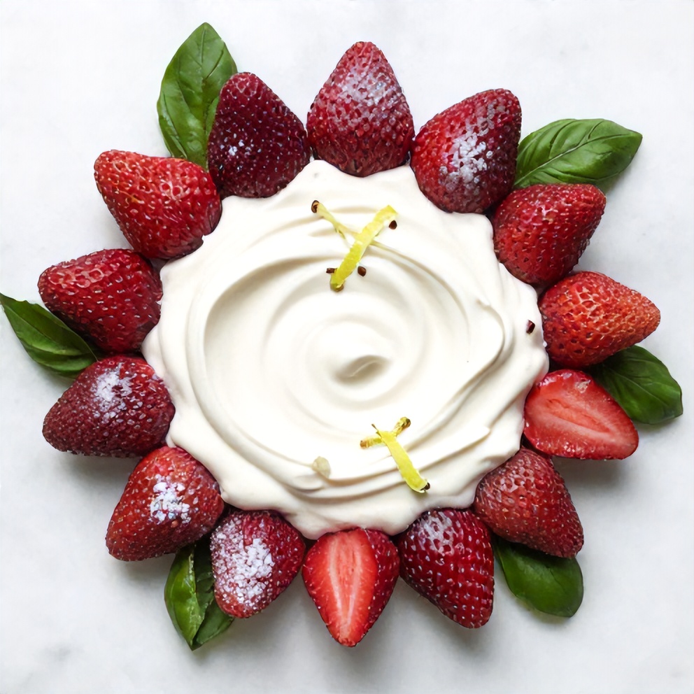 Raw Ingredients for Roasted Strawberry Basil Ice Cream