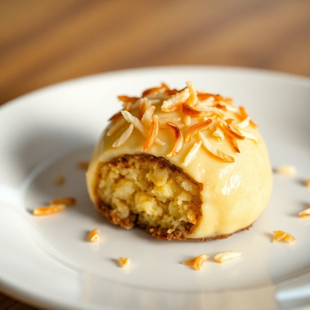 Plated Samoa Truffle on a white plate