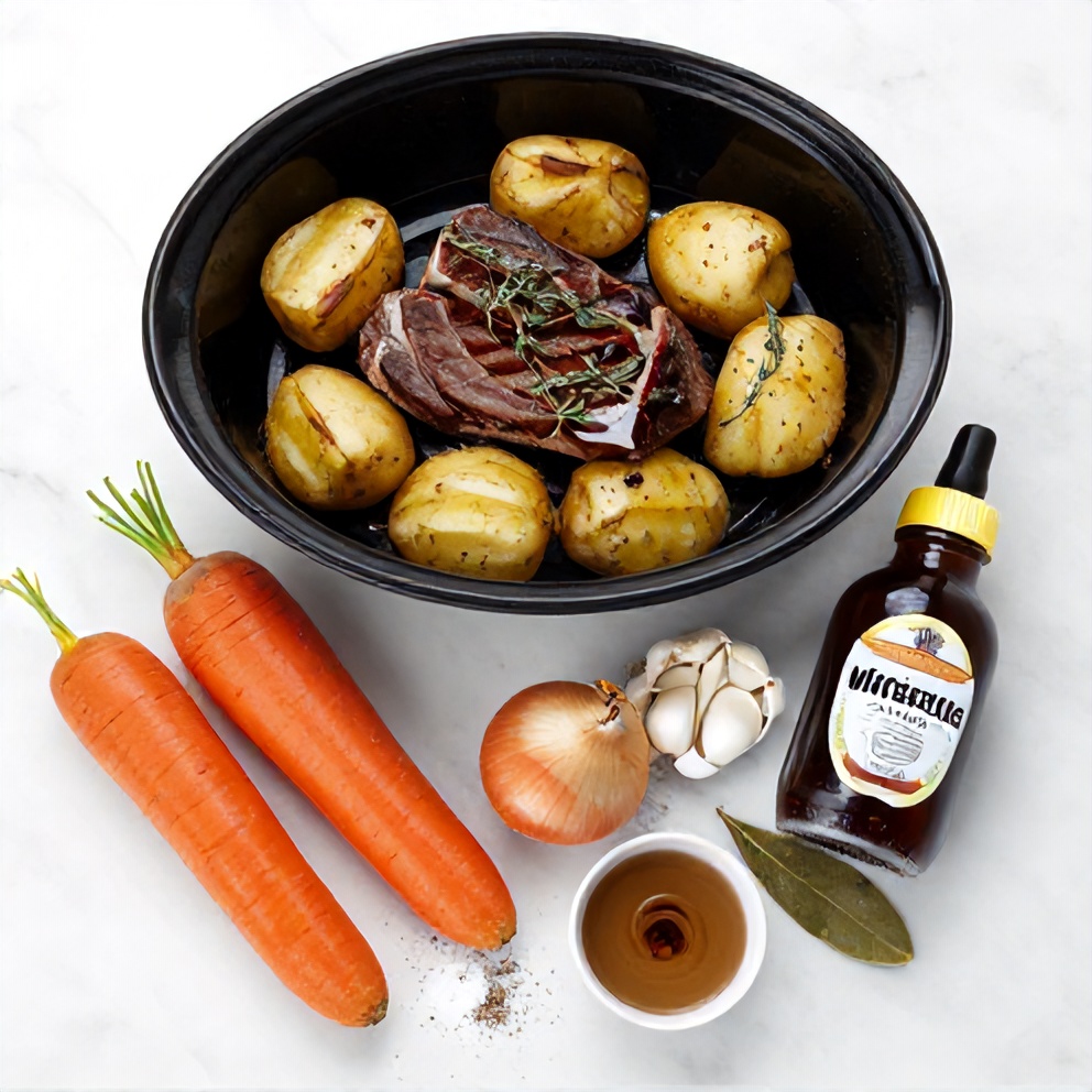 Raw Ingredients for Slow Cooker Chuck Roast