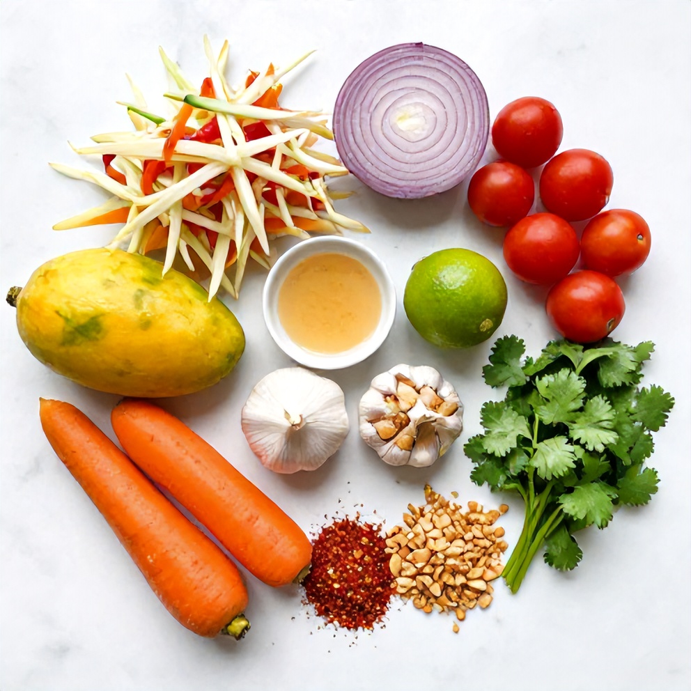 Thai Mango Green Papaya Salad Ingredients